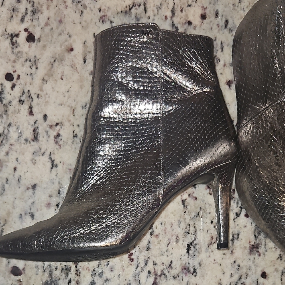 MICHAEL Michael Kors Silver Heeled Boots with Textured Design